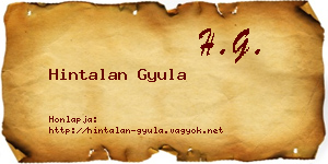 Hintalan Gyula névjegykártya